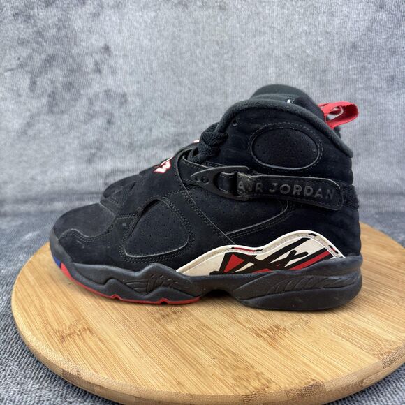 Nike Air Jordan 8 Retro Playoffs Shoes Youth Size 4Y Black Red Basketball - Picture 3 of 9